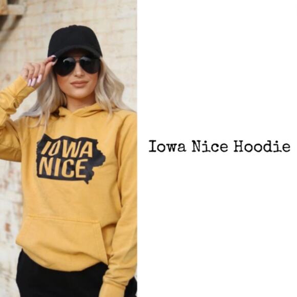Iowa Nice Tops - NEW -  Iowa Nice Hoodie B.ELSTUN yellow black SIZE MEDIUM